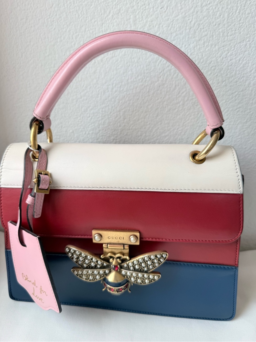 AUTHENTIC GUCCI Queen Margaret Bee Top Handle + COA + Web Strap